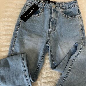 White Fox Boutique Light Blue Jeans with Studded Detail
